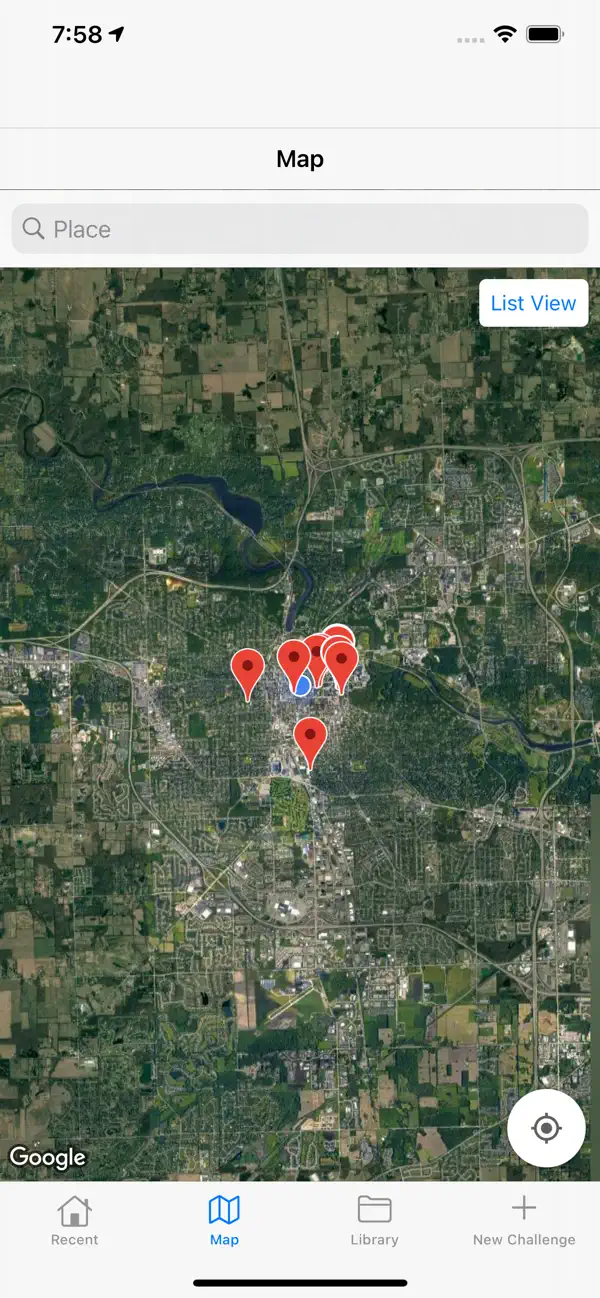 Challenger app preview showing local challenges on a map