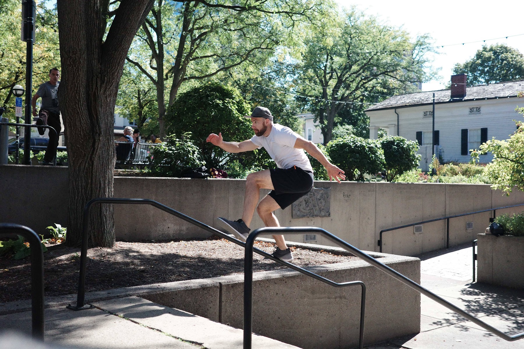Michigan Parkour members training together outdoors