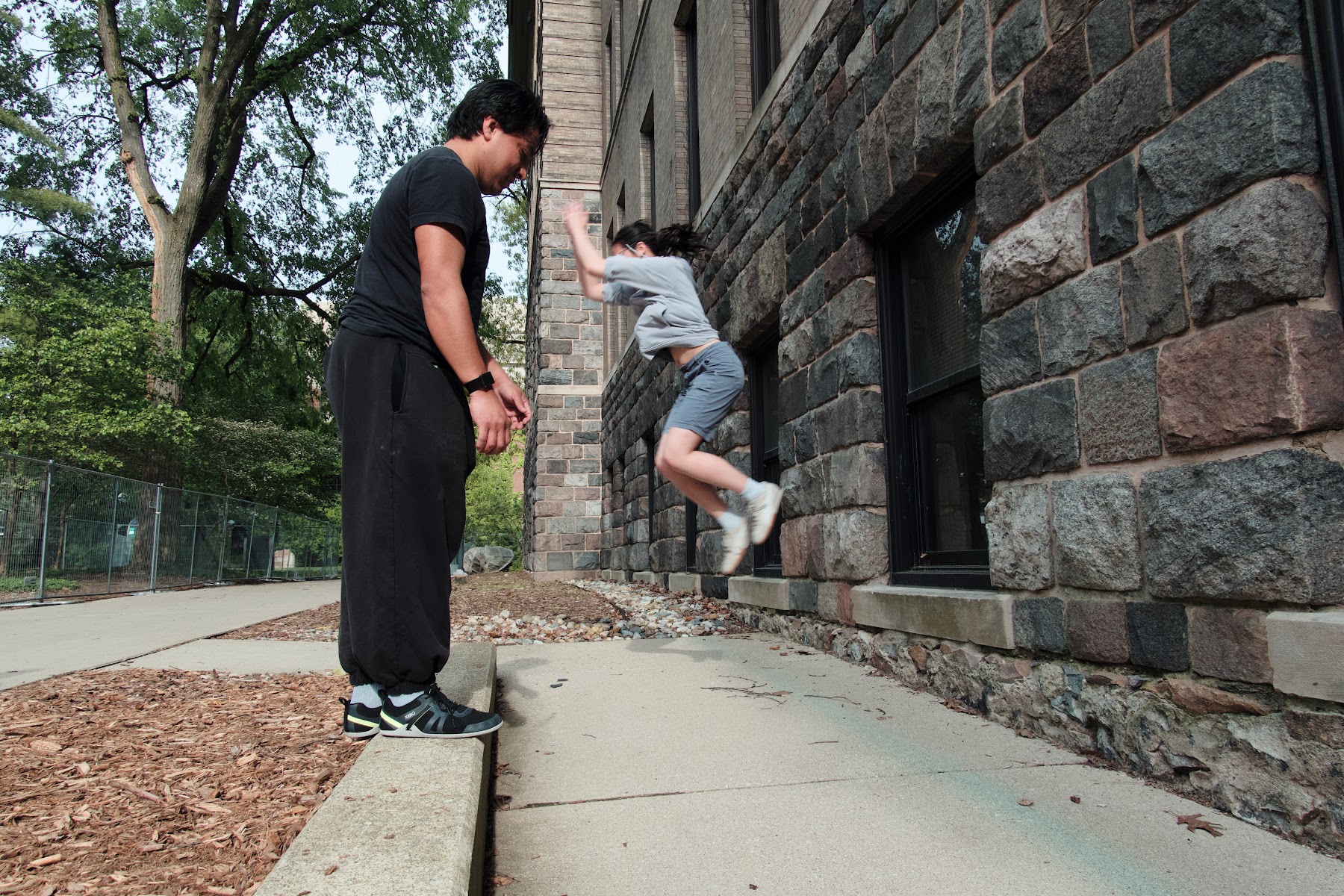 Michigan Parkour member training outdoors